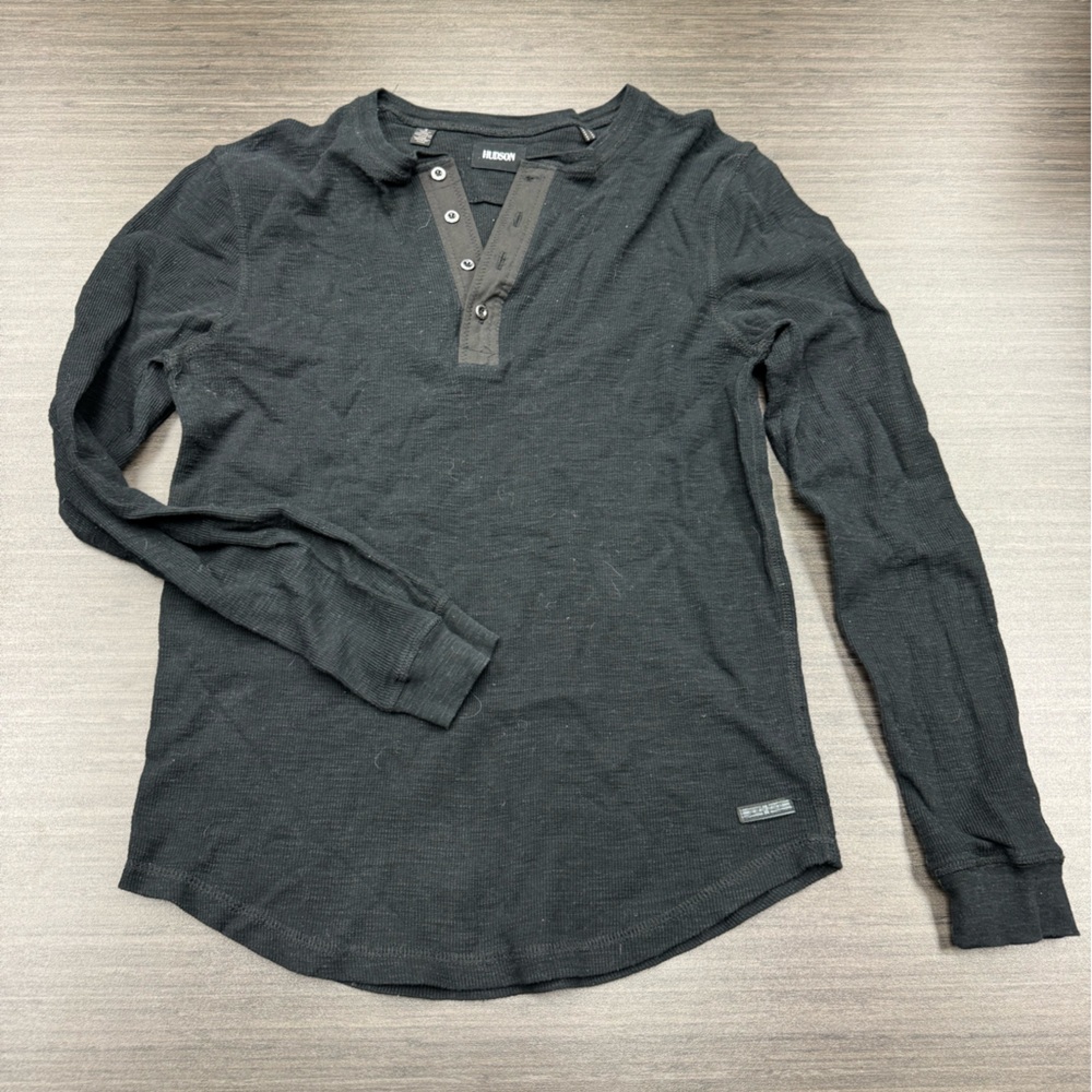 Hudson Jeans Dark Gray Long Sleeve Henley